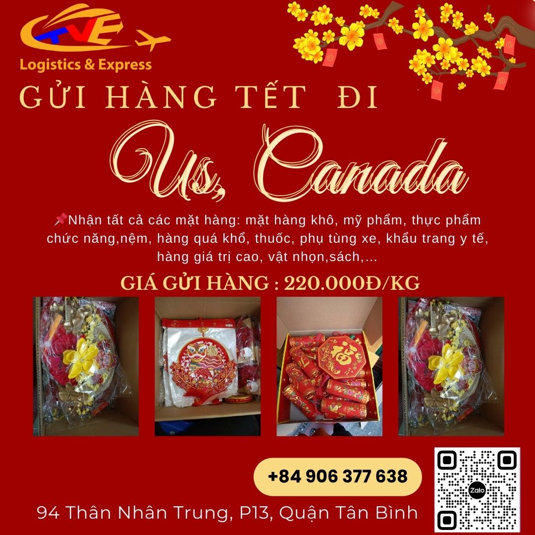 Gửi hàng tết đi Mỹ, Canada giá rẻ